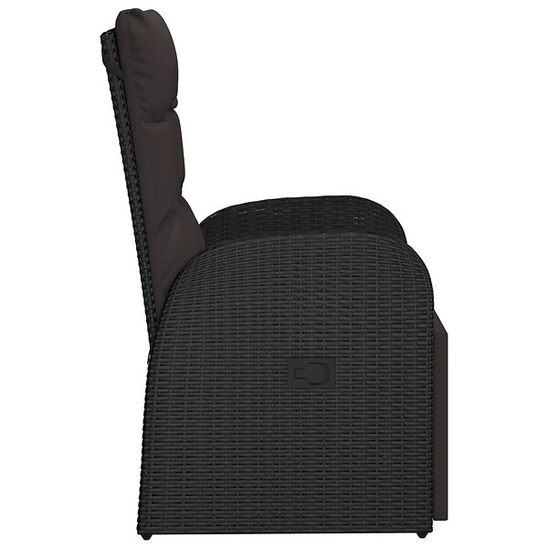 VIDAXL - vidaXL Chaise inclinable de jardin et coussin Résine tressée Noir - large