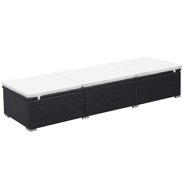 VIDAXL - vidaXL Chaises longues avec coussins lot de 2 Résine tressée Noir - large