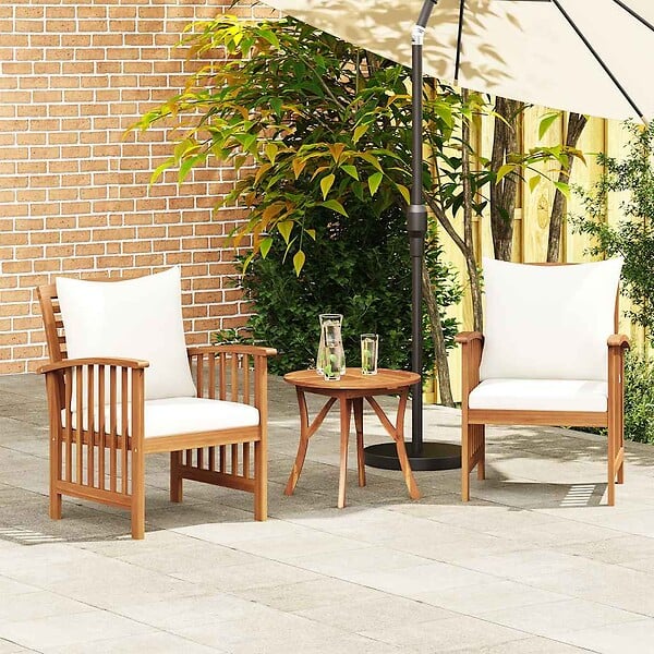 VIDAXL - vidaXL Chaises de jardin avec coussins lot de 2 Bois d'acacia massif - large
