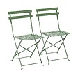 OVIALA - Lot de 2 chaises pliantes en acier vert cactus - Rome - vignette