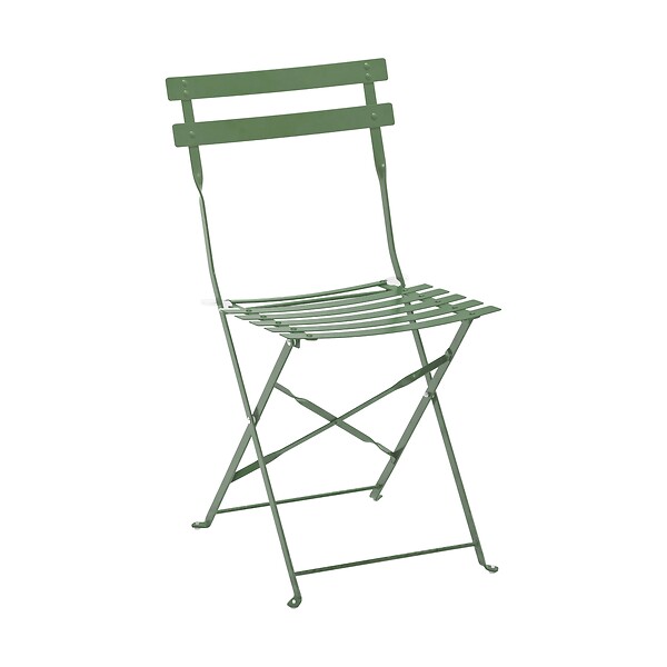 OVIALA - Lot de 2 chaises pliantes en acier vert cactus - Rome - large