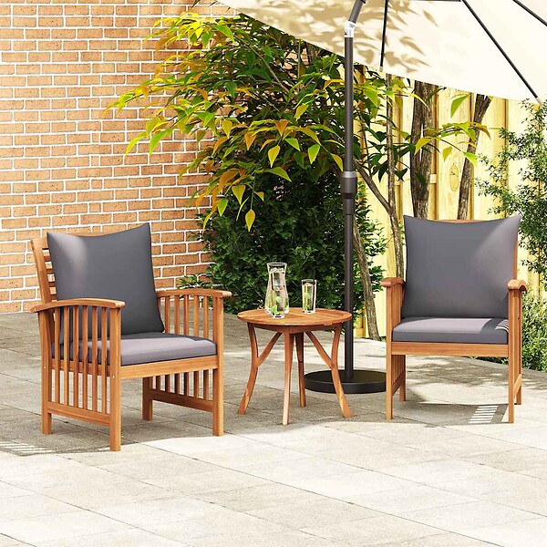 VIDAXL - vidaXL Chaises de jardin avec coussins lot de 2 Bois d'acacia massif - large