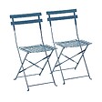 OVIALA - Lot de 2 chaises pliantes en acier bleu pacific - Rome - vignette