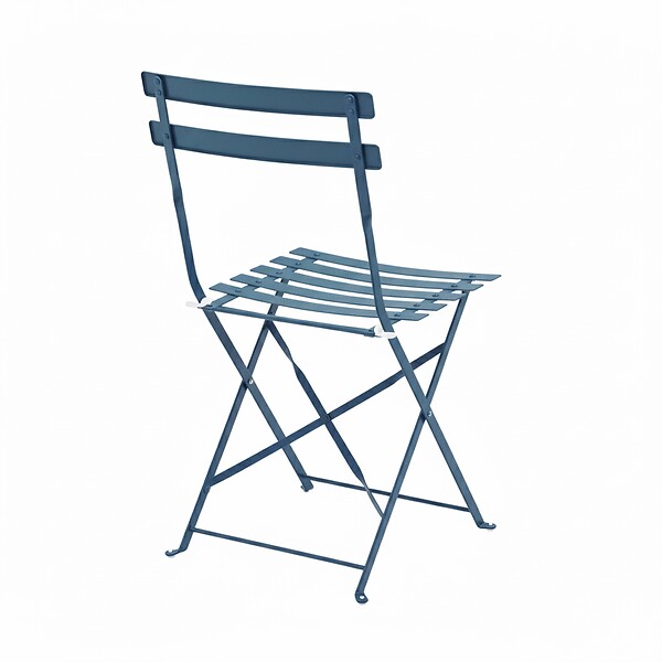 OVIALA - Lot de 2 chaises pliantes en acier bleu pacific - Rome - large