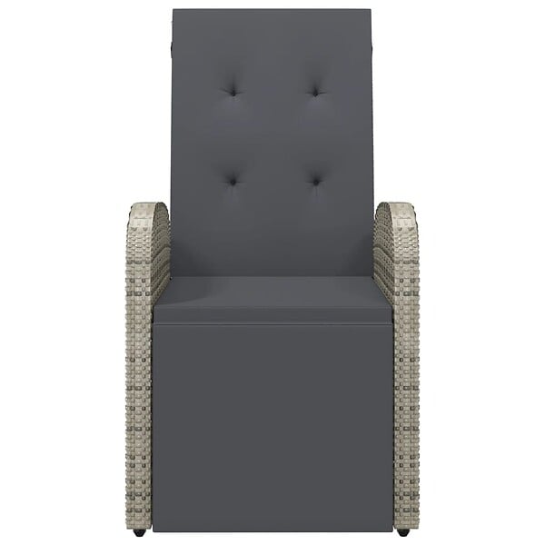 VIDAXL - vidaXL Chaise inclinable de jardin et coussin Résine tressée Gris - large