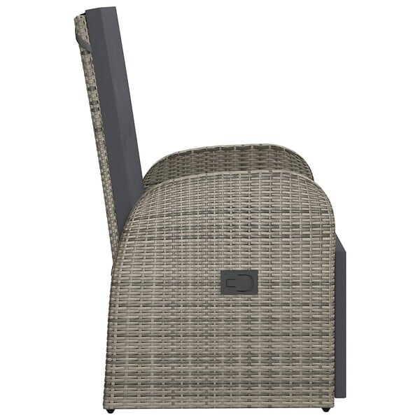 VIDAXL - vidaXL Chaise inclinable de jardin et coussin Résine tressée Gris - large