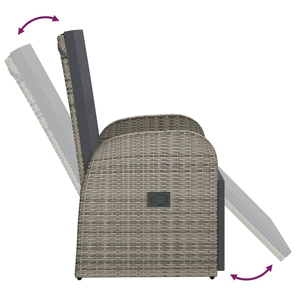VIDAXL - vidaXL Chaise inclinable de jardin et coussin Résine tressée Gris - large