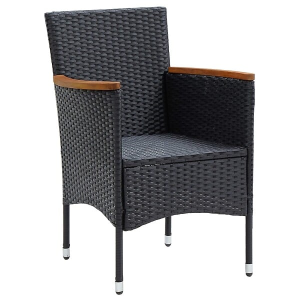 VIDAXL - vidaXL Chaises à manger de jardin lot de 4 Résine tressée Noir - large