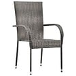VIDAXL - vidaXL Chaises empilables d'extérieur lot de 6 Gris Résine tressée - vignette