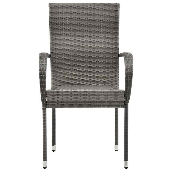 VIDAXL - vidaXL Chaises empilables d'extérieur lot de 6 Gris Résine tressée - large