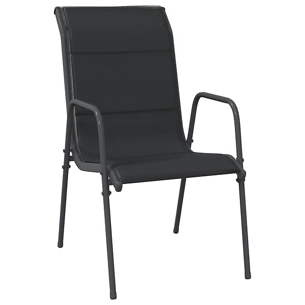 VIDAXL - vidaXL Chaises de jardin 4 pcs Acier et textilène Noir - large