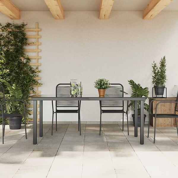 VIDAXL - vidaXL Table de jardin Noir 190x90x74 cm Aluminium et verre - large