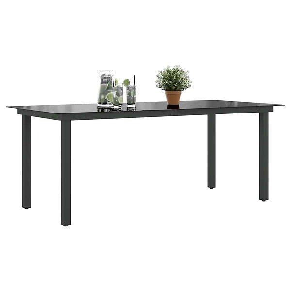 VIDAXL - vidaXL Table de jardin Noir 190x90x74 cm Aluminium et verre - large