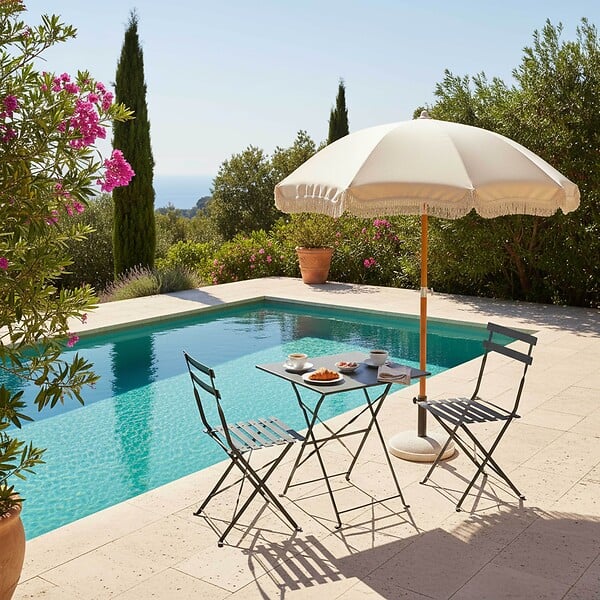 OVIALA - Table de jardin pliante bistrot en acier gris - Rome - large
