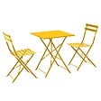OVIALA - Table de jardin et 2 chaises acier jaune - Rome - vignette