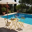 OVIALA - Table de jardin et 2 chaises acier jaune - Rome - vignette