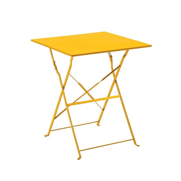 OVIALA - Table de jardin et 2 chaises acier jaune - Rome - large