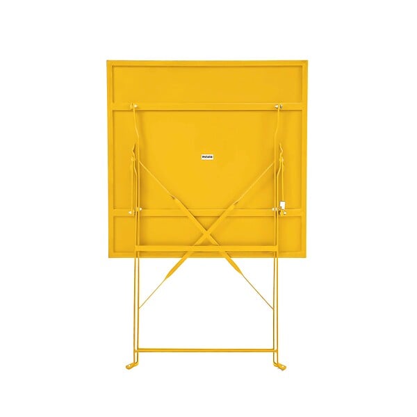 OVIALA - Table de jardin et 2 chaises acier jaune - Rome - large