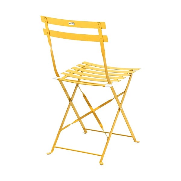 OVIALA - Table de jardin et 2 chaises acier jaune - Rome - large