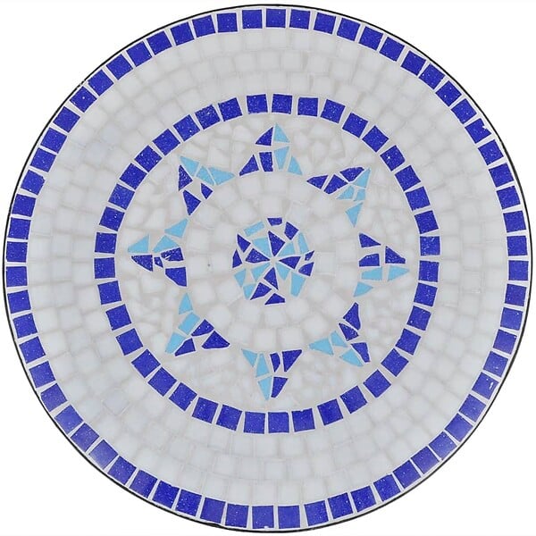VIDAXL - vidaXL Table de bistro Bleu et blanc 60 cm Mosaïque - large