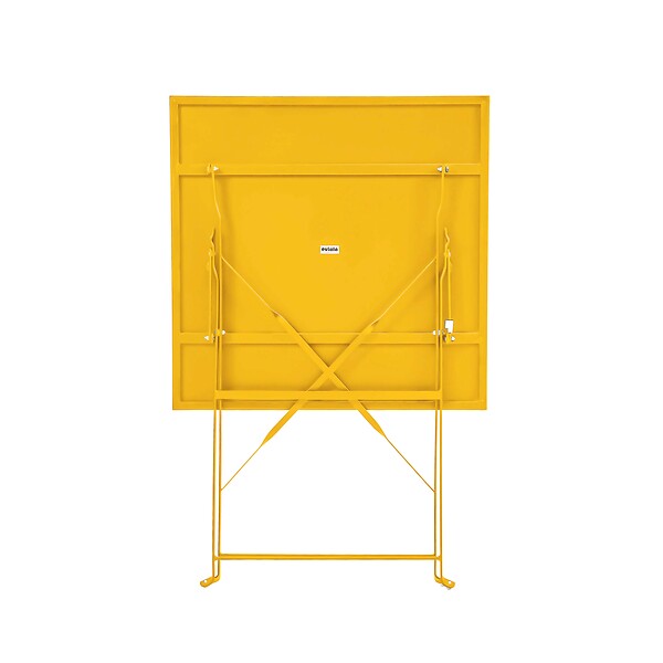 OVIALA - Table de jardin pliante bistrot 60 cm en acier jaune - Rome - large