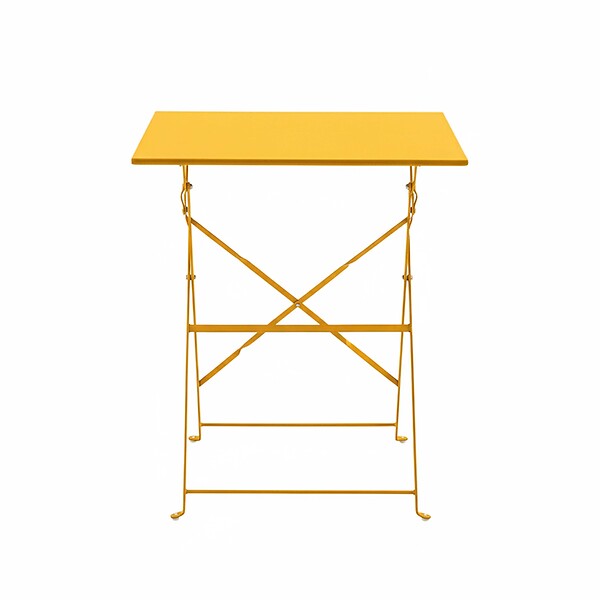 OVIALA - Table de jardin pliante bistrot 60 cm en acier jaune - Rome - large