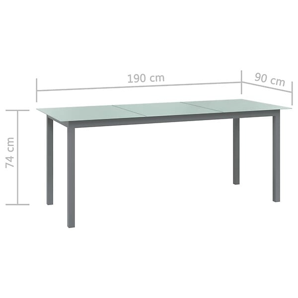VIDAXL - vidaXL Table de jardin Gris clair 190x90x74 cm Aluminium et verre - large