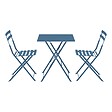 OVIALA - Table de jardin et 2 chaises acier 60 cm bleu pacific - Rome - vignette