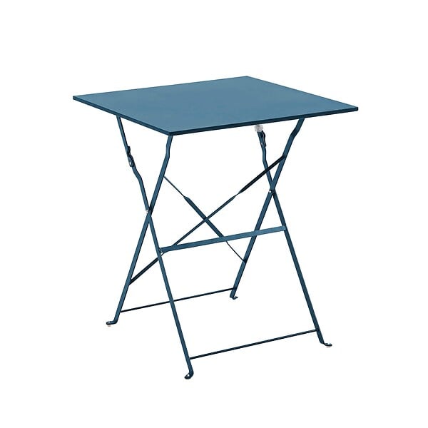 OVIALA - Table de jardin et 2 chaises acier 60 cm bleu pacific - Rome - large