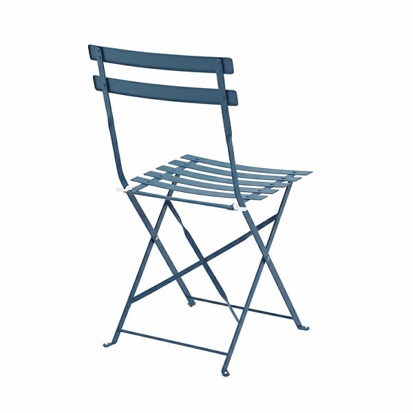 OVIALA - Table de jardin et 2 chaises acier 60 cm bleu pacific - Rome - large