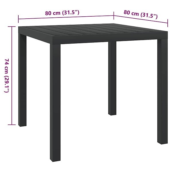 VIDAXL - vidaXL Table de jardin Noir 80 x 80 x 74 cm Aluminium et WPC - large