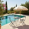 OVIALA - Table de jardin et 2 chaises acier gris - Rome - vignette