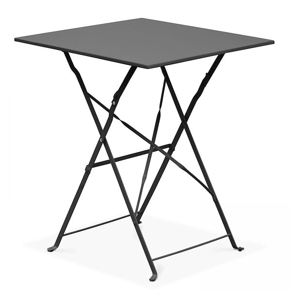 OVIALA - Table de jardin et 2 chaises acier gris - Rome - large
