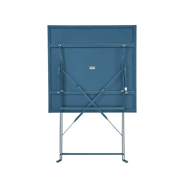 OVIALA - Table de jardin pliante bistrot en acier 60 cm bleu pacific  - Rome - large