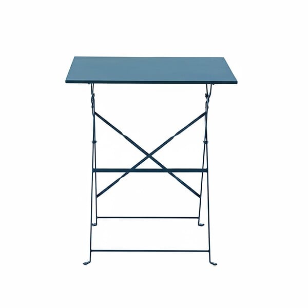 OVIALA - Table de jardin pliante bistrot en acier 60 cm bleu pacific  - Rome - large