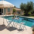OVIALA - Table de jardin pliante bistrot en acier 60 cm bleu pacific  - Rome - vignette