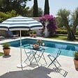 OVIALA - Table de jardin pliante bistrot en acier 60 cm bleu pacific  - Rome - vignette