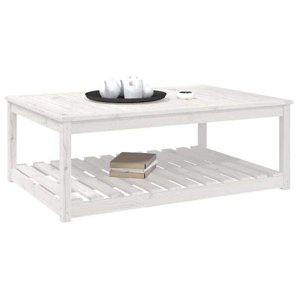 VIDAXL - vidaXL Table de jardin blanc 121x82,5x45 cm bois massif de pin - large