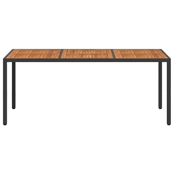 VIDAXL - vidaXL Table de jardin 190x90x75 cm Résine tressée et bois acacia Noir - large