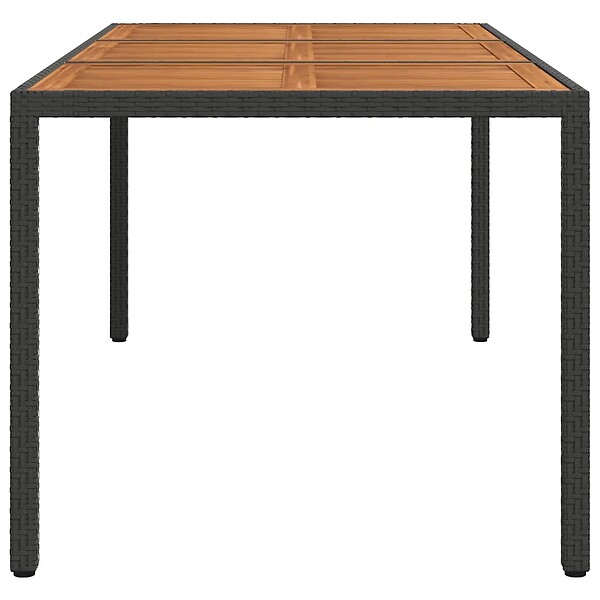 VIDAXL - vidaXL Table de jardin 190x90x75 cm Résine tressée et bois acacia Noir - large