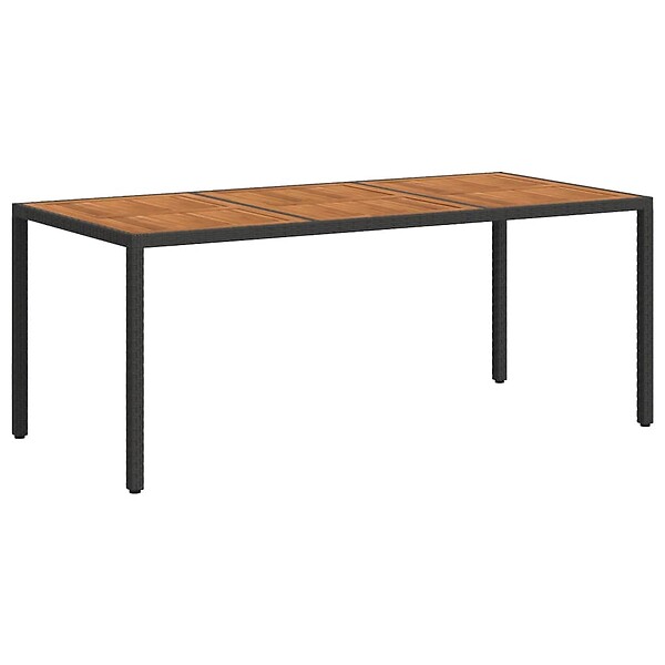 VIDAXL - vidaXL Table de jardin 190x90x75 cm Résine tressée et bois acacia Noir - large