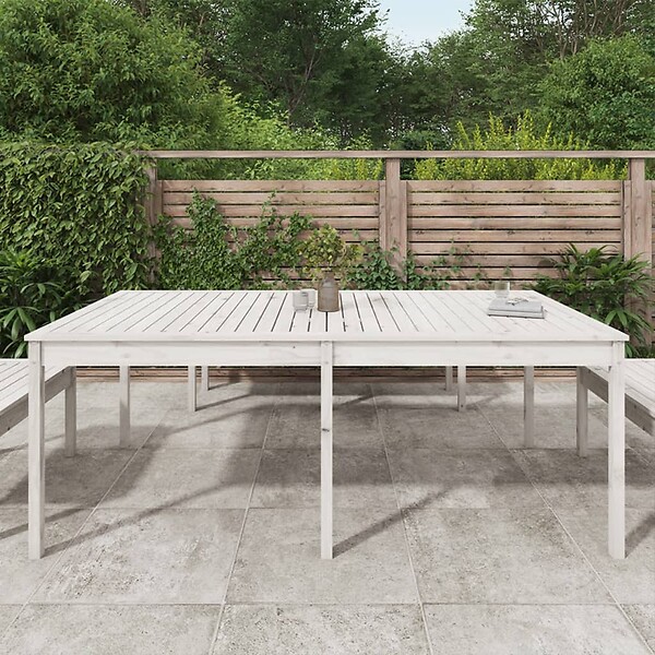 VIDAXL - vidaXL Table de jardin blanc 203,5x100x76 cm bois massif de pin - large