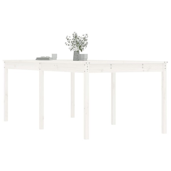 VIDAXL - vidaXL Table de jardin blanc 203,5x100x76 cm bois massif de pin - large