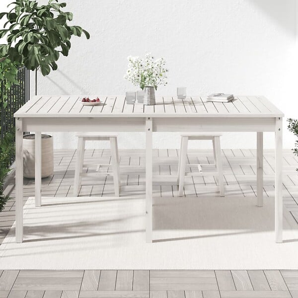 VIDAXL - vidaXL Table de jardin blanc 159,5x82,5x76 cm bois massif de pin - large
