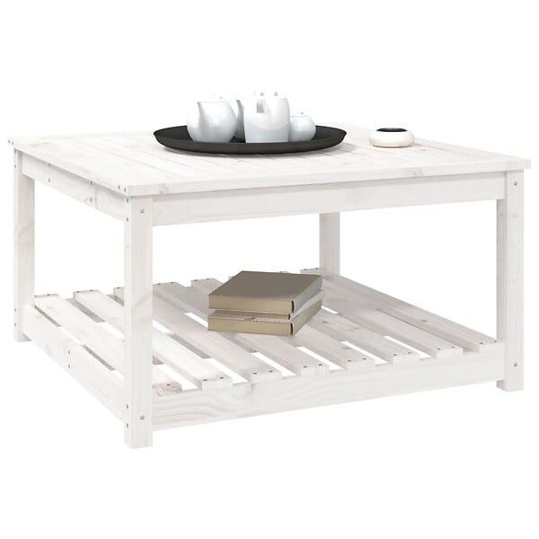 VIDAXL - vidaXL Table de jardin blanc 82,5x82,5x45 cm bois massif de pin - large