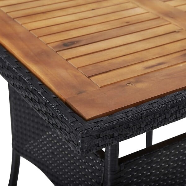VIDAXL - vidaXL Table d'extérieur Noir Résine tressée et bois d'acacia solide - large
