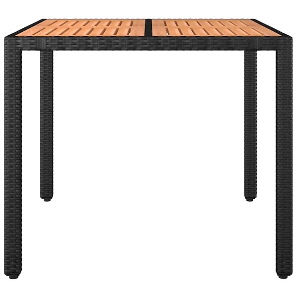 VIDAXL - vidaXL Table de jardin plateau en bois Noir Résine tressée bois massif - large