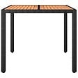 VIDAXL - vidaXL Table de jardin plateau en bois Noir Résine tressée bois massif - vignette
