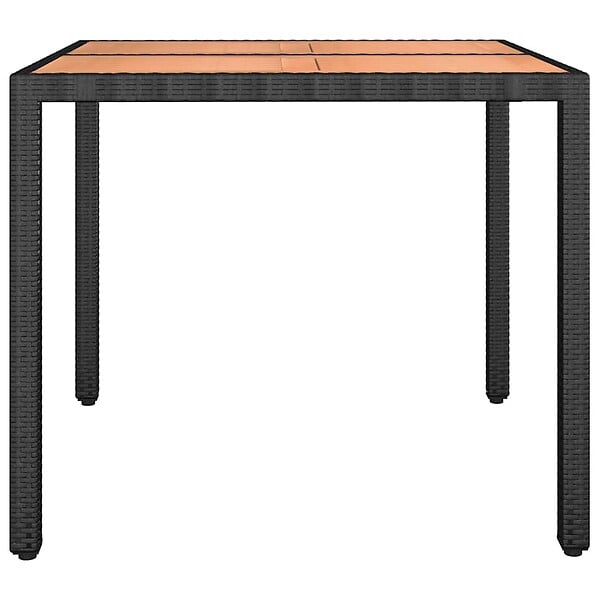VIDAXL - vidaXL Table de jardin plateau en bois Noir Résine tressée bois massif - large