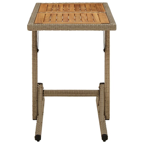 VIDAXL - vidaXL Table de jardin Beige Bois massif d'acacia et poly rotin - large
